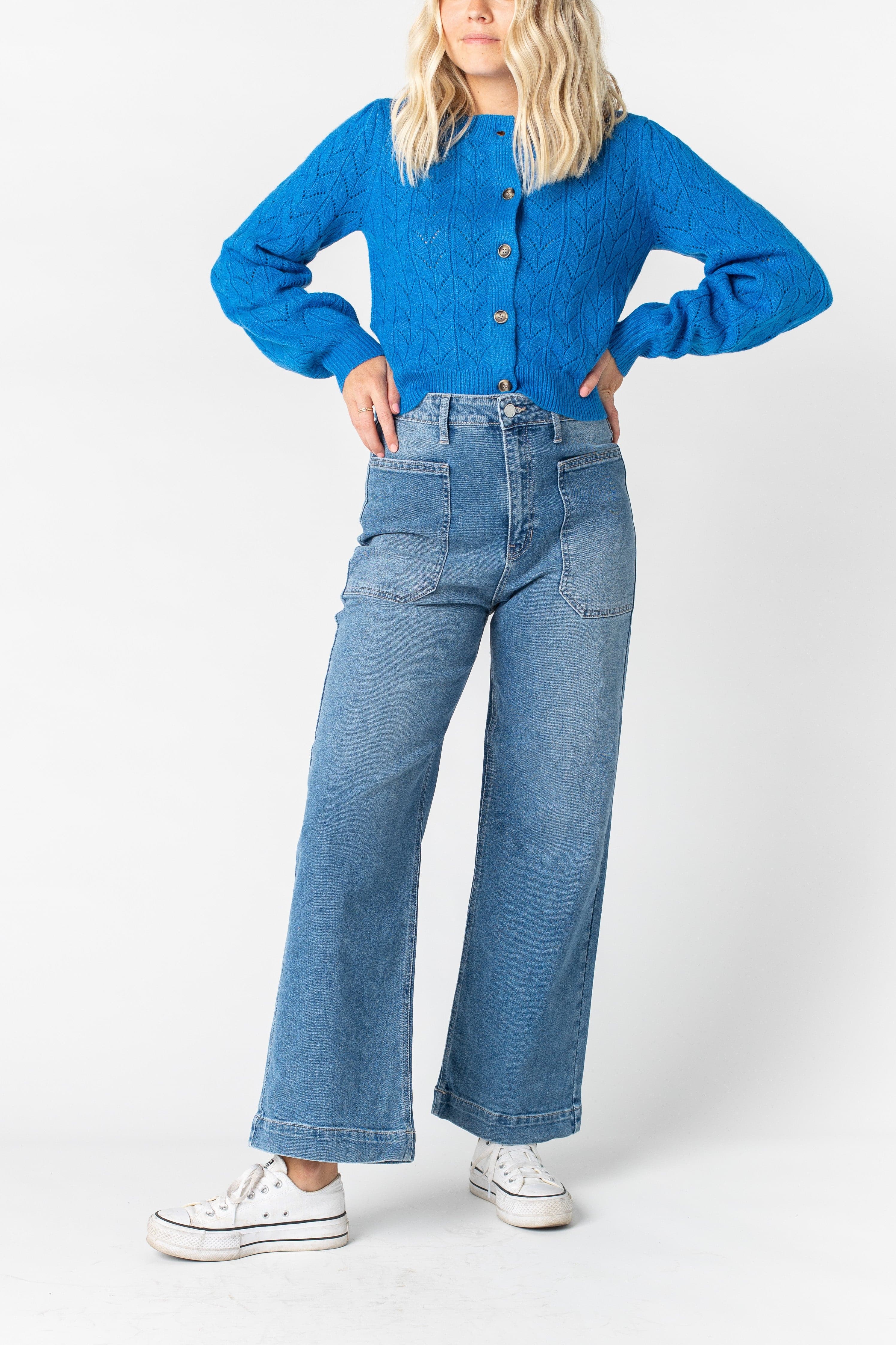 Pantalon utilitaire à jambes larges - Jean moyen
