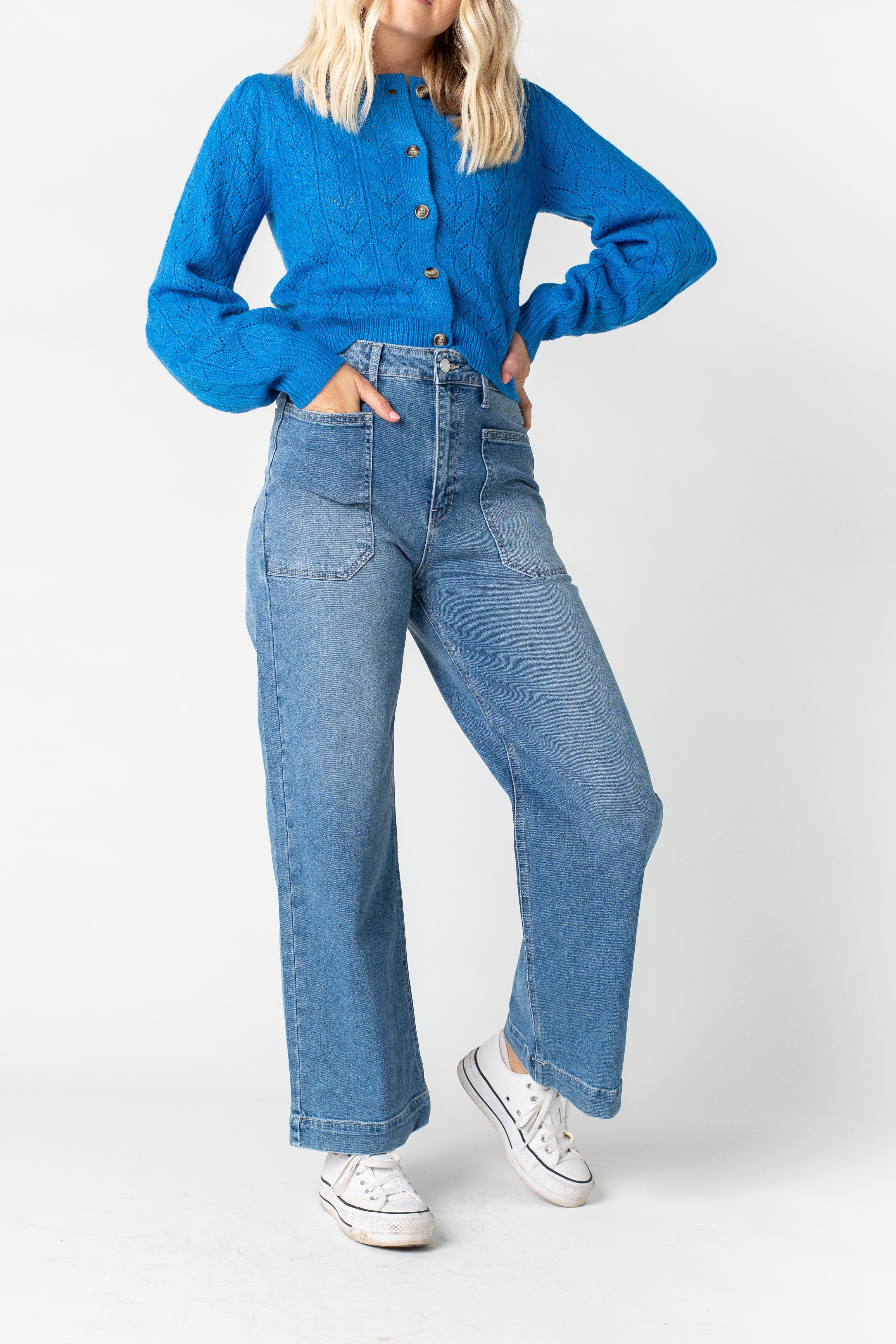 Pantalon utilitaire à jambes larges - Jean moyen