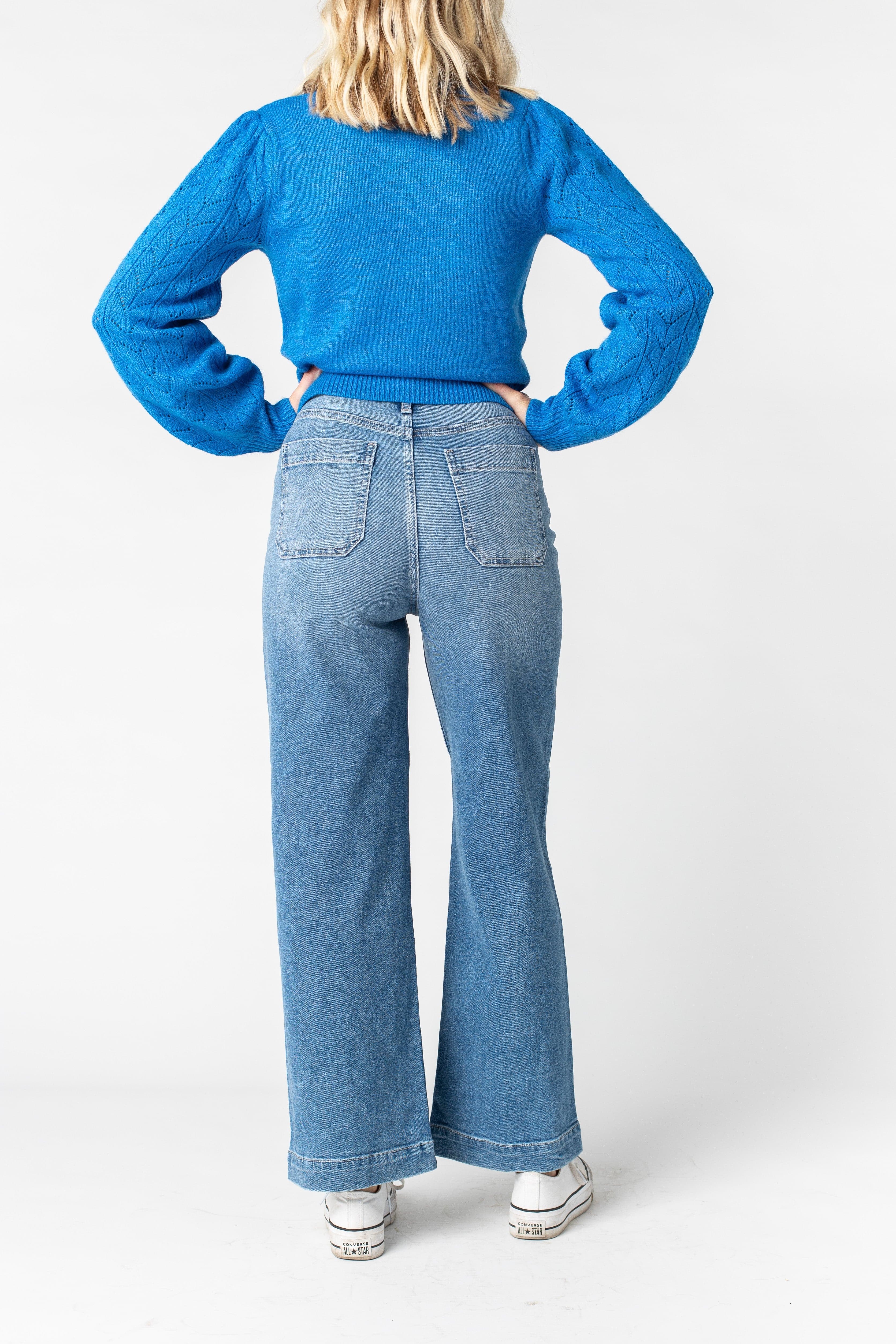 Pantalon utilitaire à jambes larges - Jean moyen