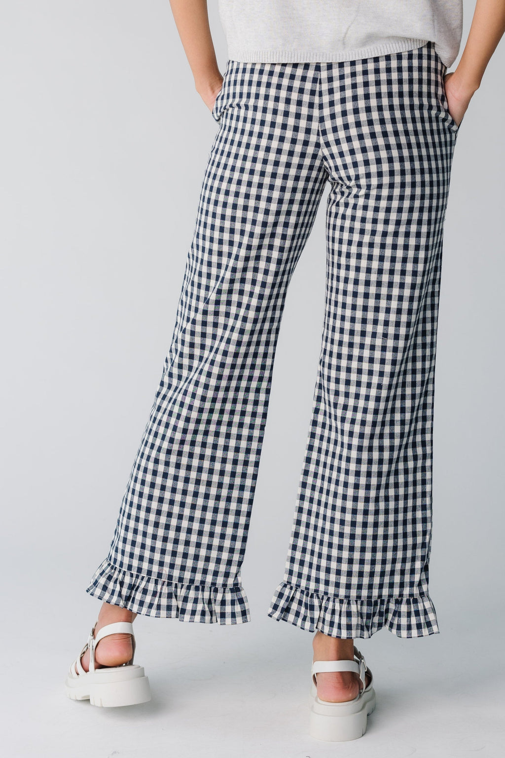 Pantalons de voyage à carreaux Gingham