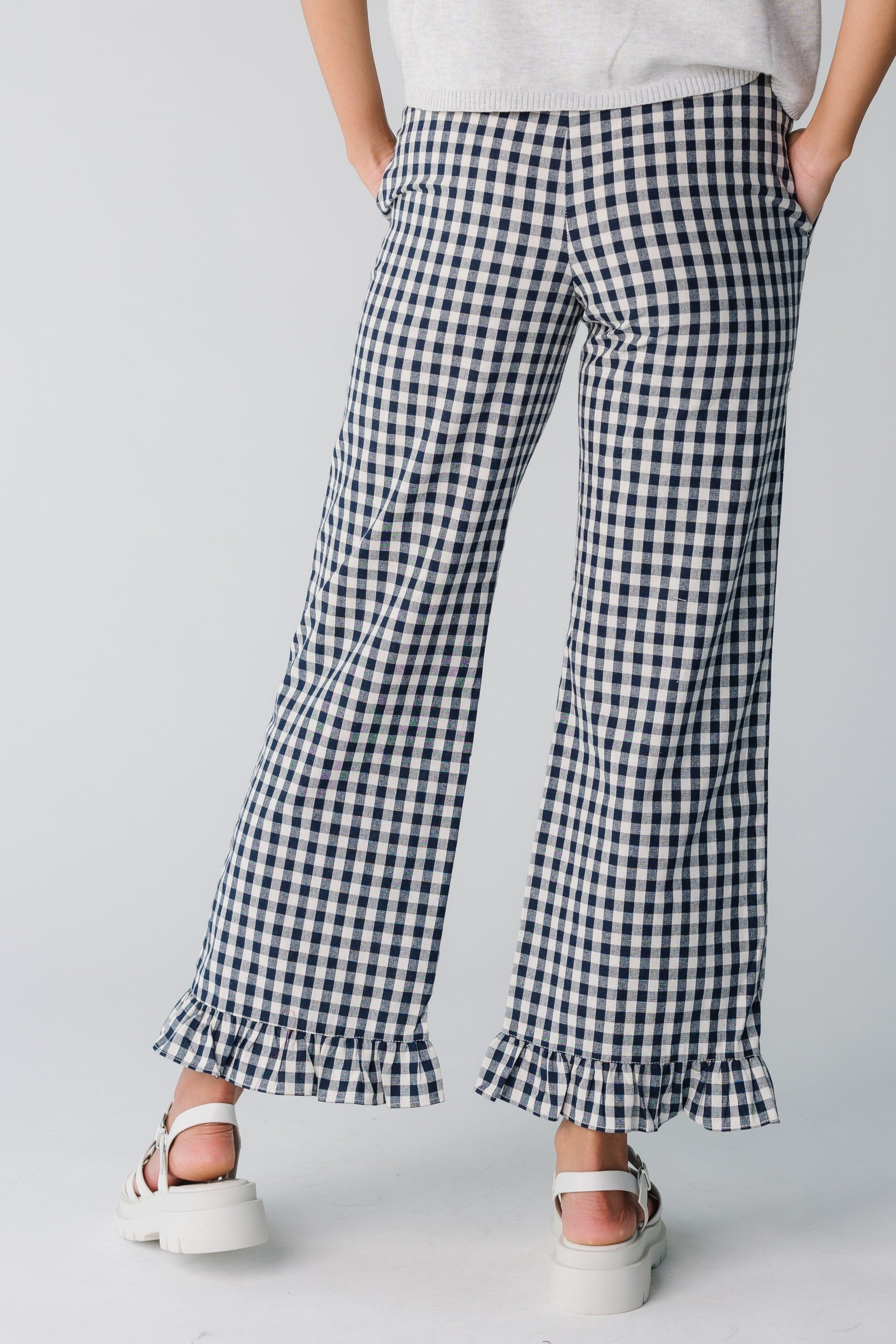 Pantalons de voyage à carreaux Gingham