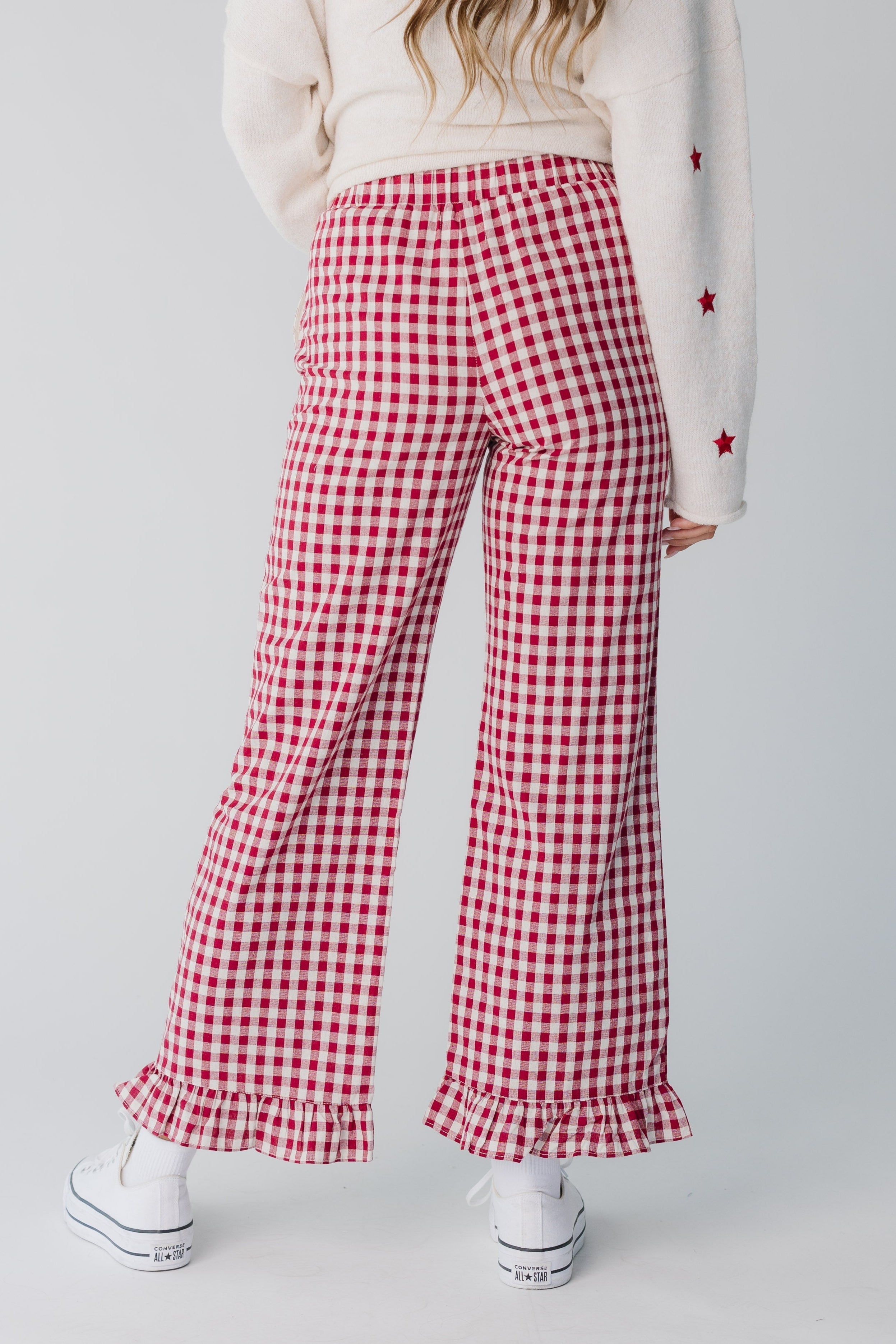 Pantalons de voyage à carreaux Gingham