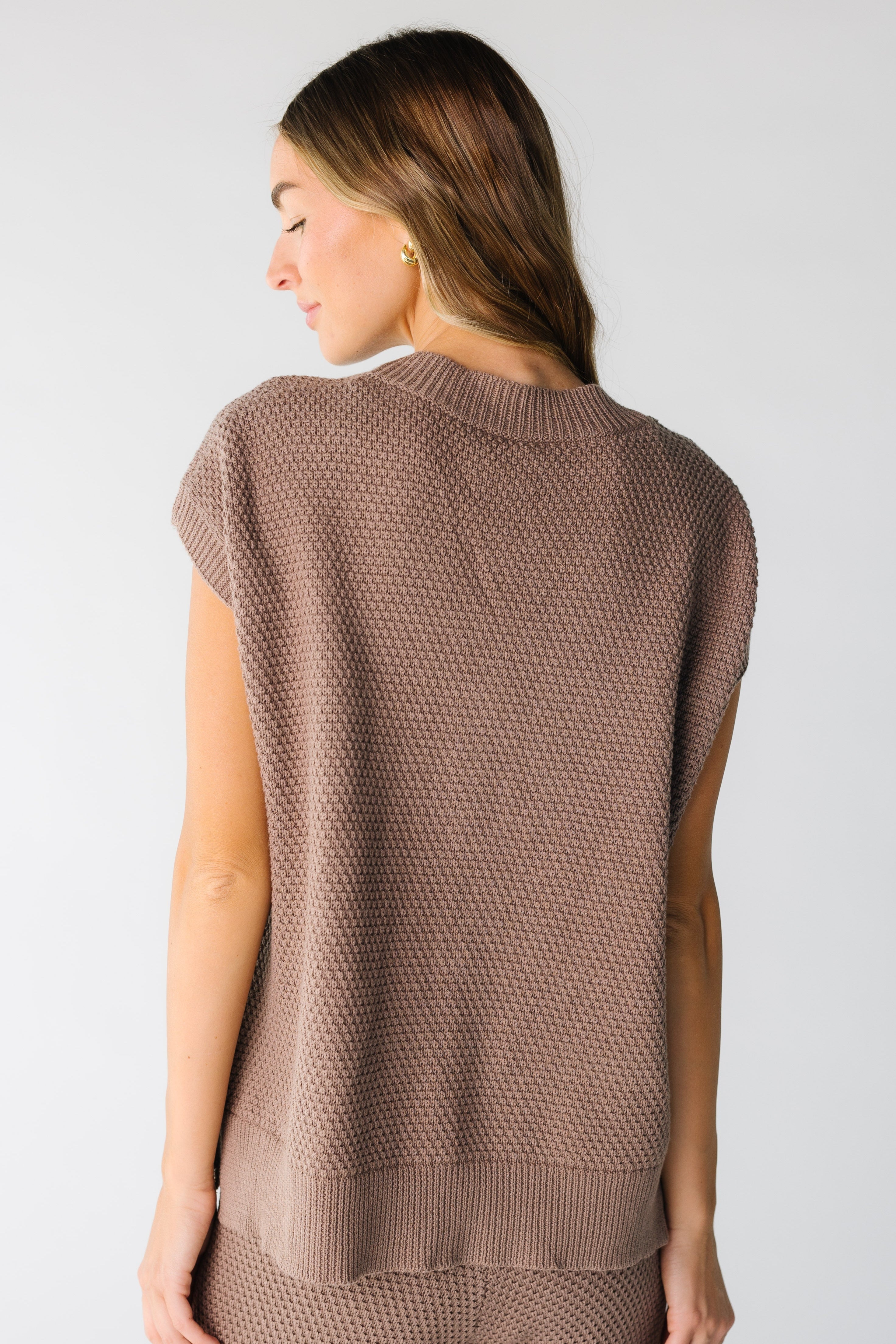 Ensemble gilet et pantalon à carreaux en jersey côtelé à boutons Dalia