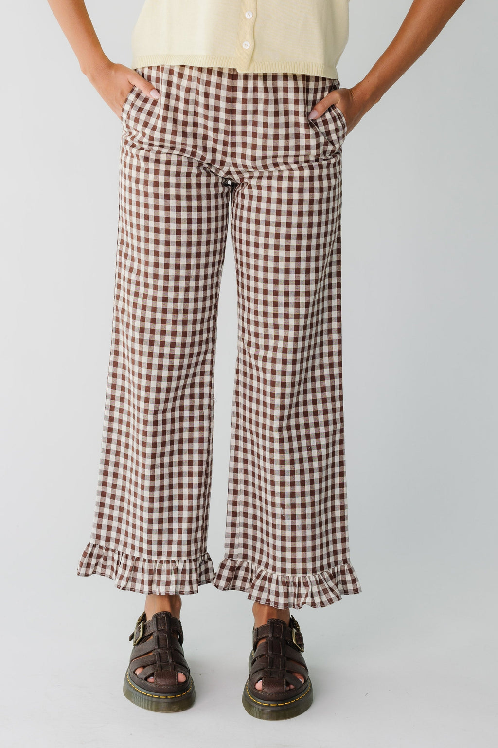 Pantalons de voyage à carreaux Gingham