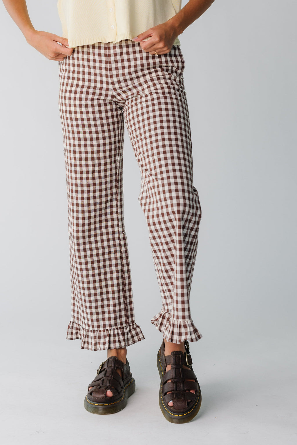 Pantalons de voyage à carreaux Gingham