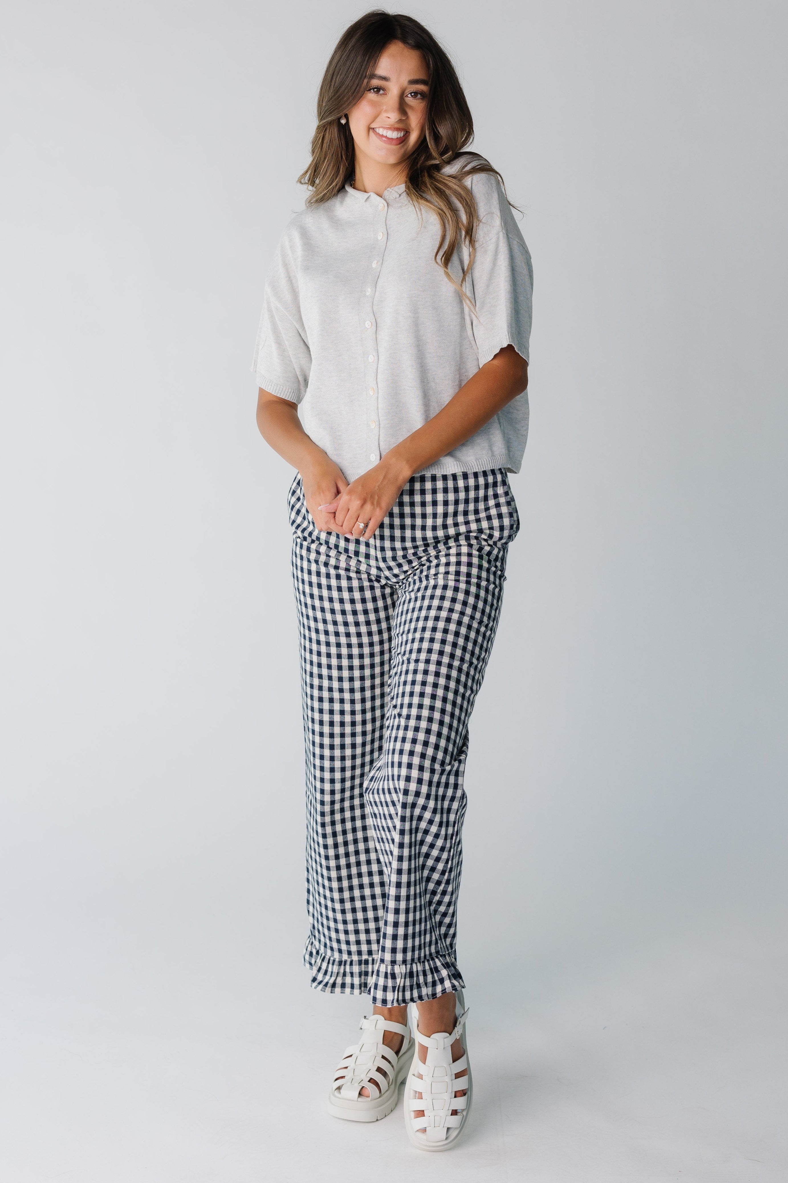 Pantalons de voyage à carreaux Gingham