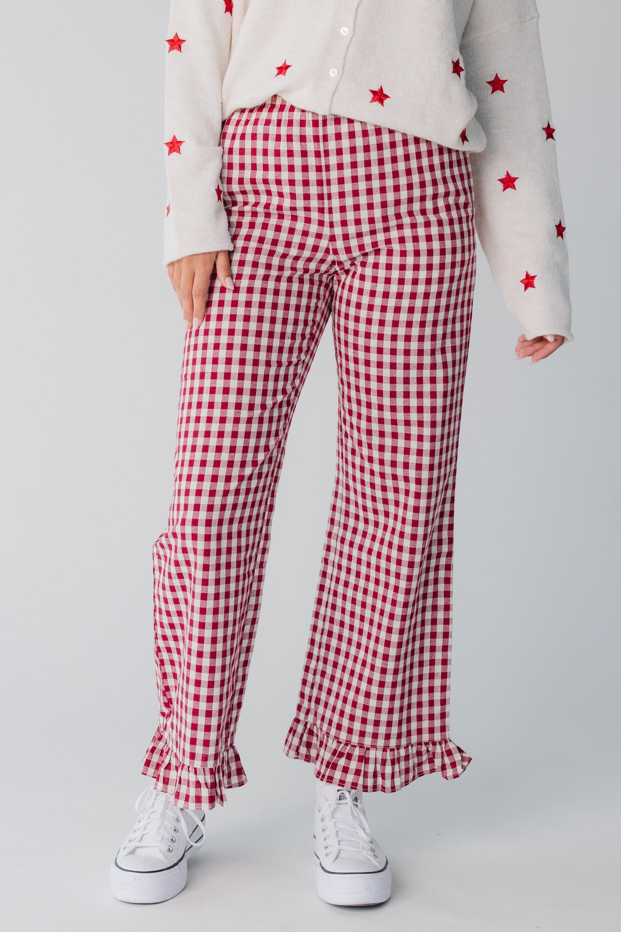 Pantalons de voyage à carreaux Gingham