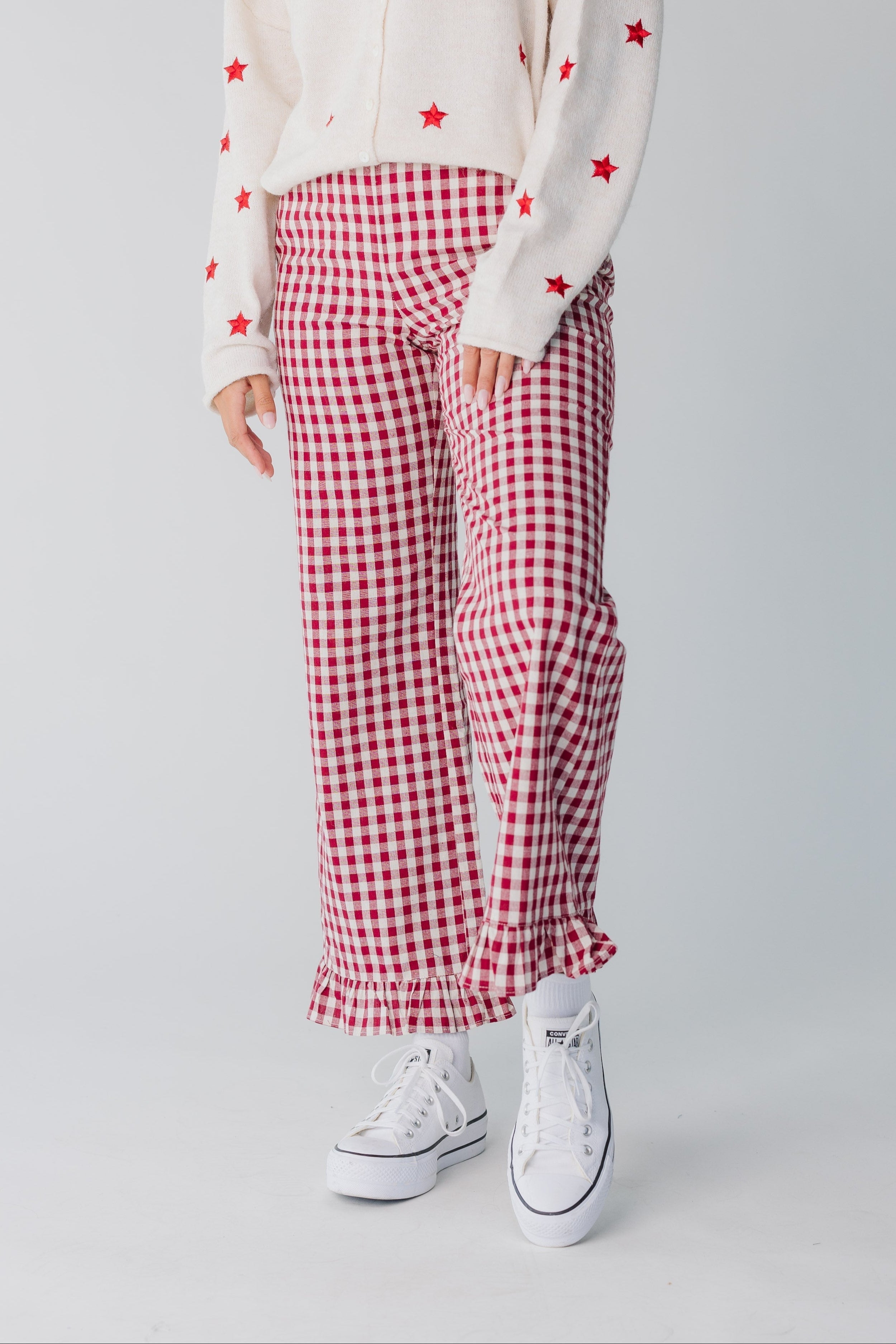 Pantalons de voyage à carreaux Gingham