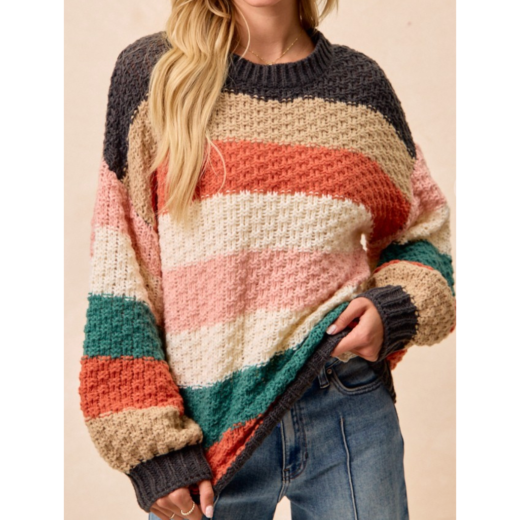 Pull en laine épaisse à blocs de couleur
