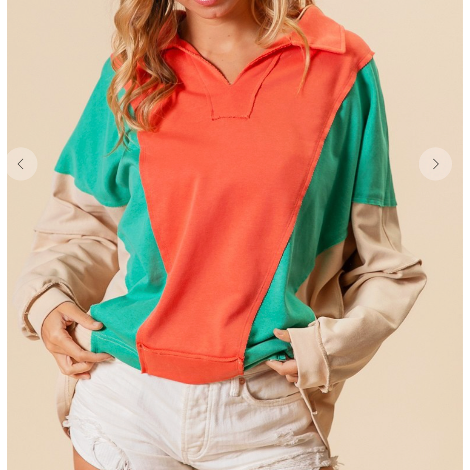 Top en jersey français à blocs de couleur