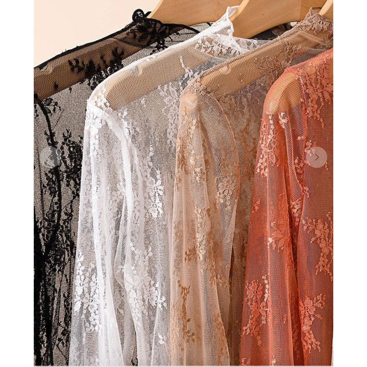 Top en dentelle transparente à manches longues
