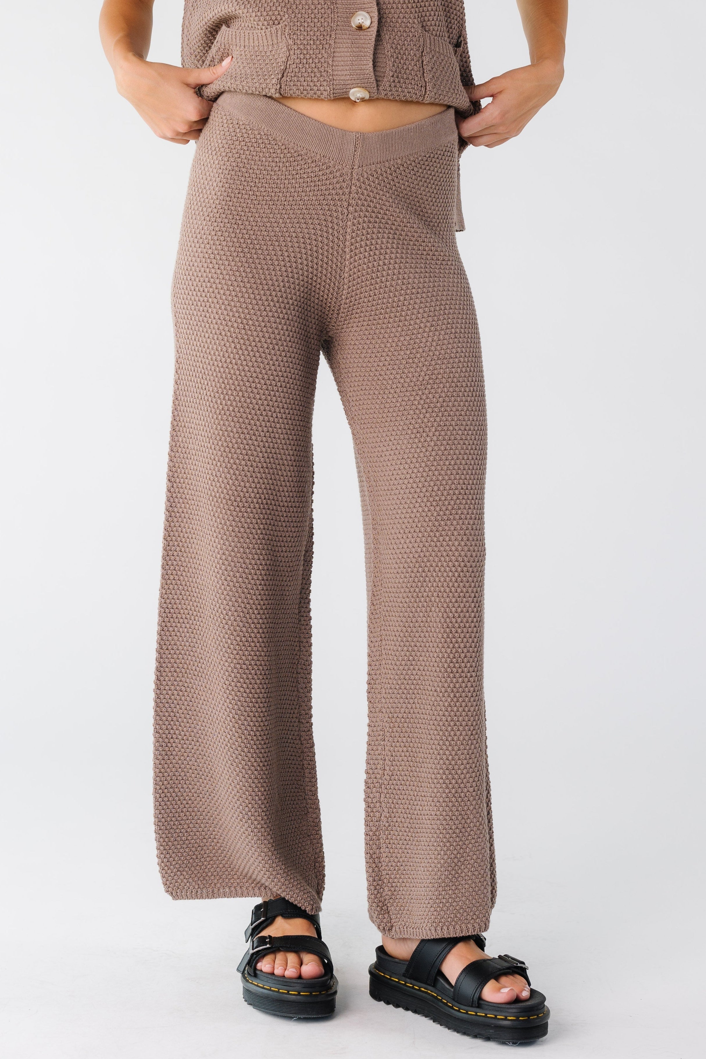 Ensemble gilet et pantalon à carreaux en jersey côtelé à boutons Dalia